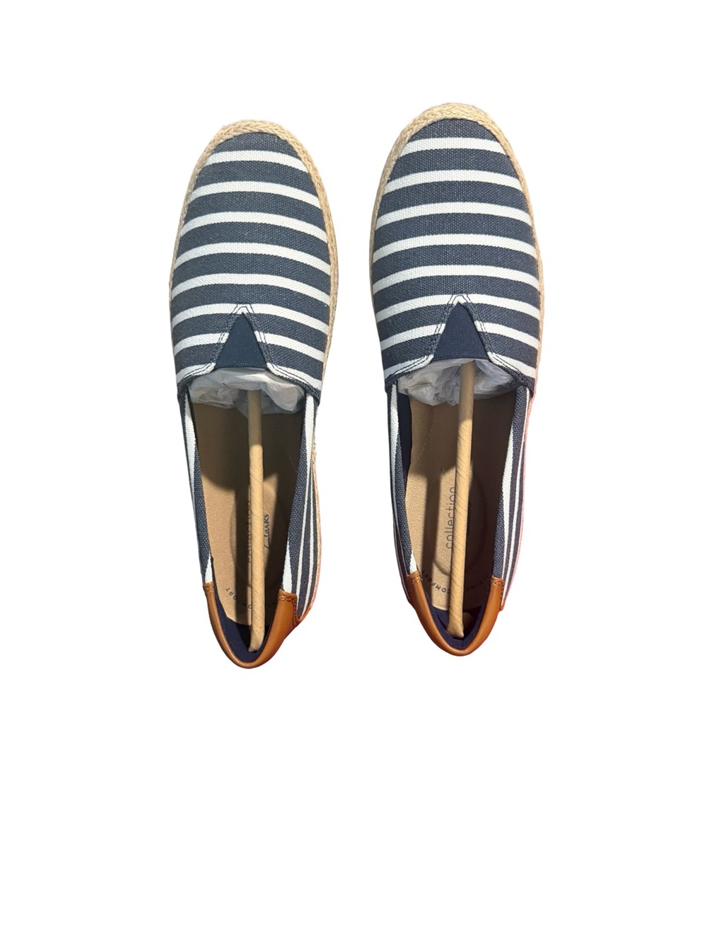 Clarks Navy and White Striped Slip-On Espadrilles